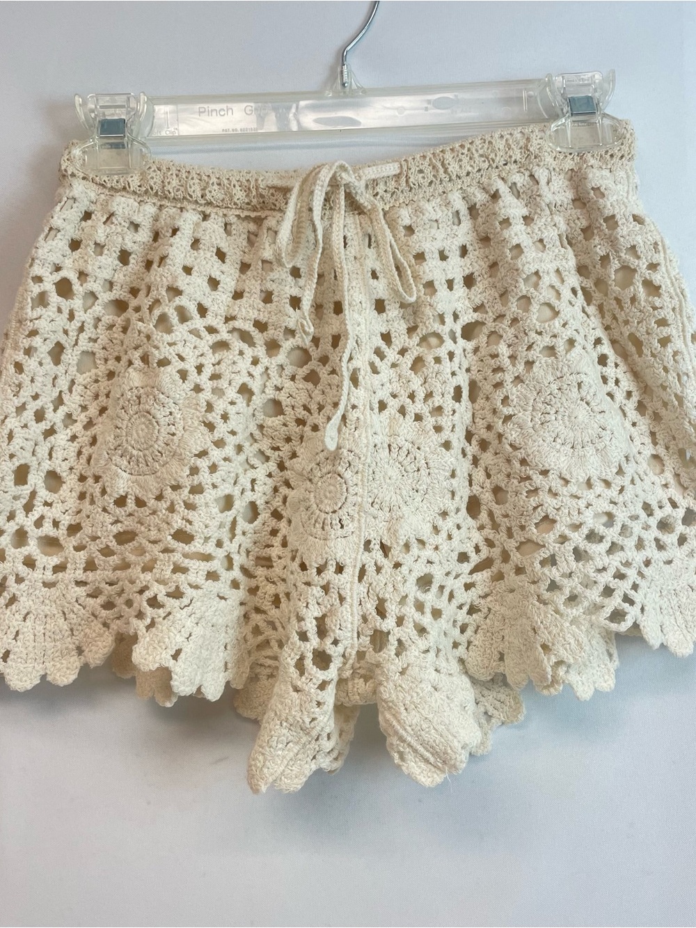 Anthropologie Cream Crochet Drawstring Skort